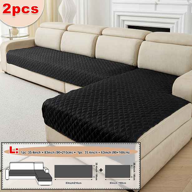 TEMU 2ks Sada Polštářů na Rohovou Pohovku, Polštáře na Rohovou Pohovku s Rohovým Lehátkem, 90x210cm + 90x160cm 2ks Sada Potahů na Pohovku, Jednoduchý