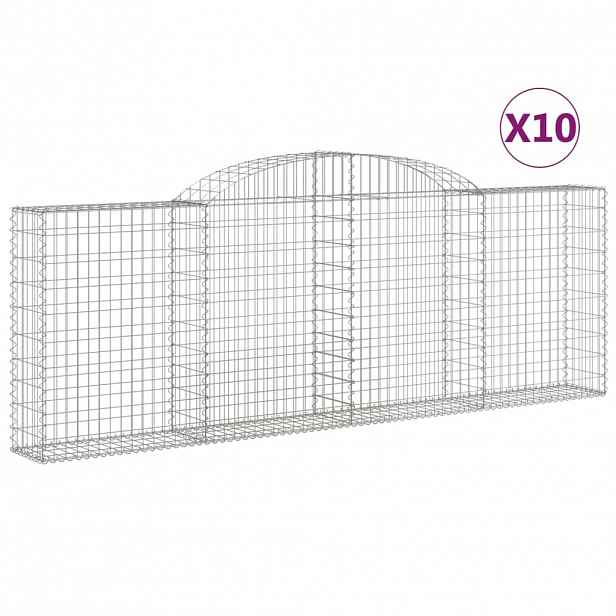 vidaXL Klenuté gabionové koše 10ks 300x30x100/120cm pozinkované železo