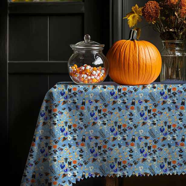 Skvrnitý Ubrus Tisk Halloween Duchové Dýně Upíři 140x250