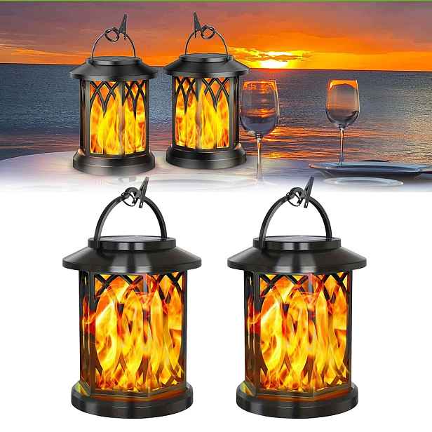 2x Led solární lampy, k zavěšení venku, solární lampy, dekorace