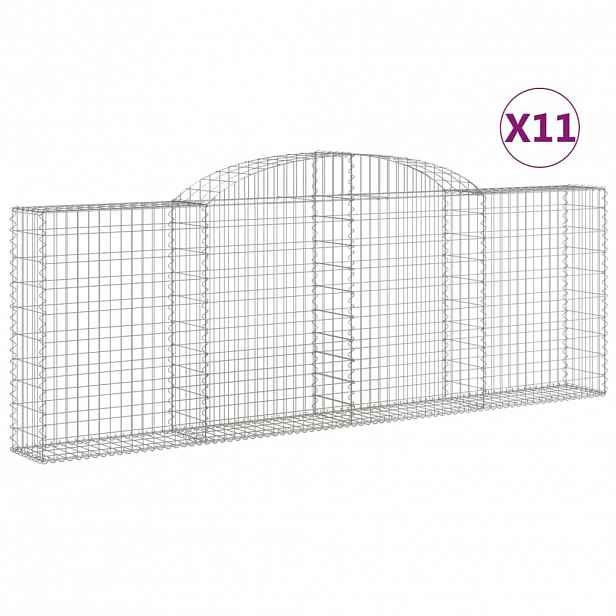 vidaXL Klenuté gabionové koše 11ks 300x30x100/120cm pozinkované železo