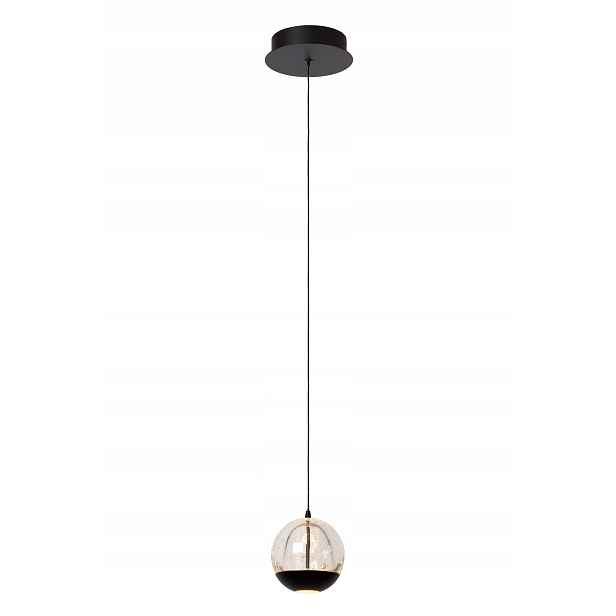 Závěsná Led lampa černá skleněná koule s bublinkami do ložnice 2700K Lucide
