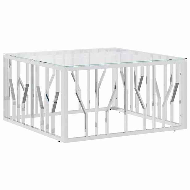 vidaXL Konferenční stolek 80 x 80 x 40 cm nerezová ocel a sklo