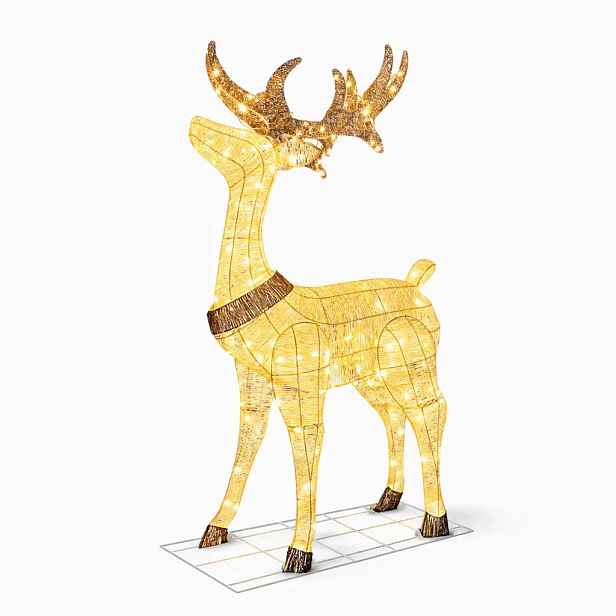 3D LED svítící jelen, 150 cm, teple bílý, 161 diod, IP44 venkovní