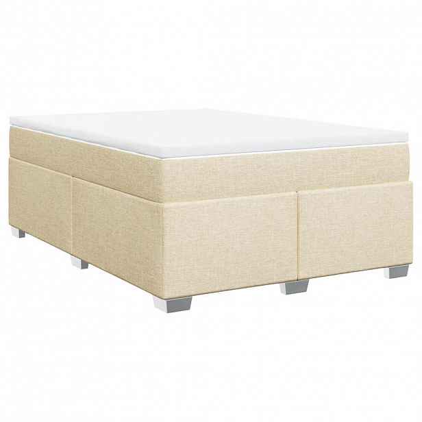 vidaXL Box spring postel s matrací krémová 140x190 cm textil