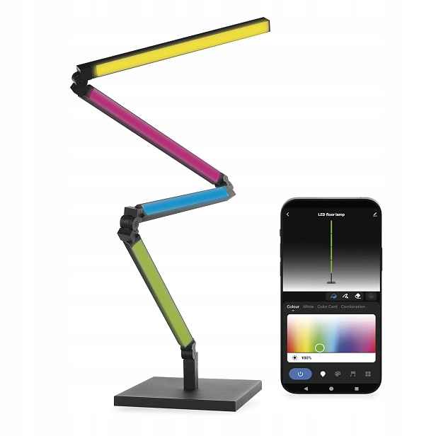 GoSmart Led stojací lampa, černá, 175 cm, teplá bílá Rgbic WiFi