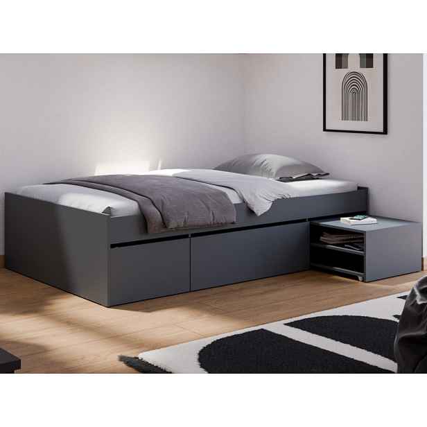 Postel s úložnými zásuvkami Assisi 120x200 cm, antracitová