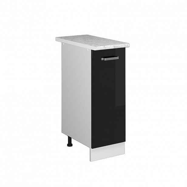Vicco UNIVERZÁLNÍ ZÁKLADNÍ JEDNOTKA R-Line Černý vysoký lesk 30 cm s dvířky, s pracovní deskou