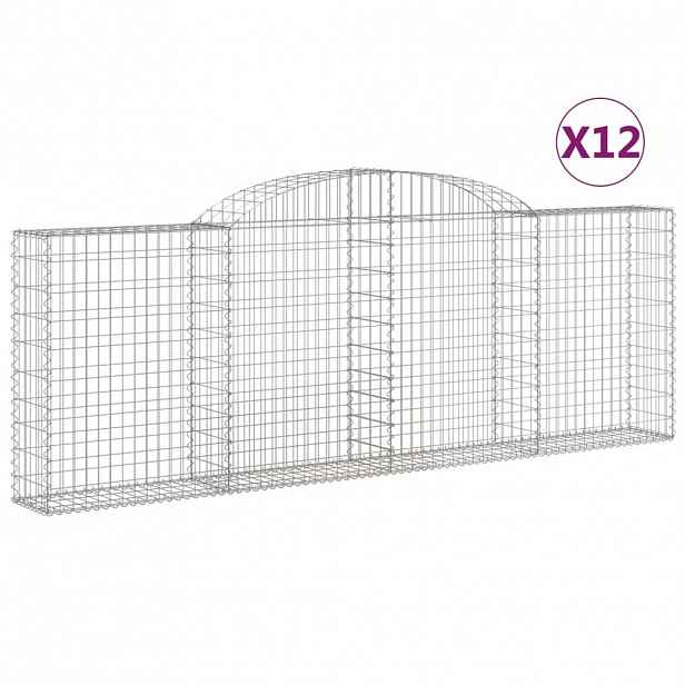 vidaXL Klenuté gabionové koše 12ks 300x30x100/120cm pozinkované železo