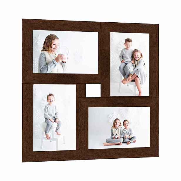 vidaXL Kolážový fotorámeček na 4 obrázky (13 x 18 cm) tmavě hnědý MDF