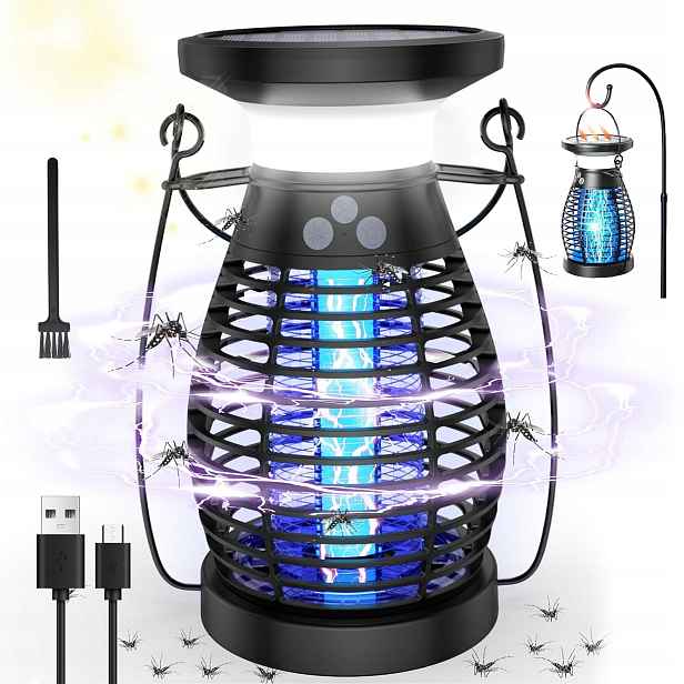Solární Lampa Past Na Komáry Mouchy Hmyz Insekticidní Světlosilná Uv