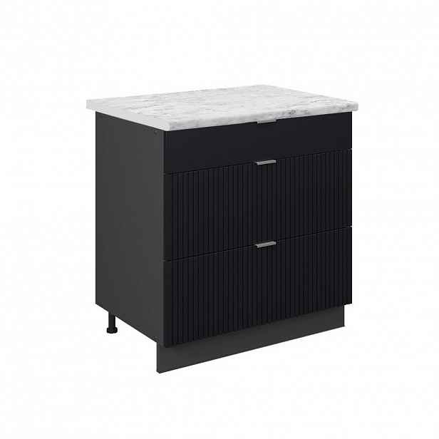 Vicco SPODNÍ SKŘÍŇKA KUCHYŇSKÉ LINKY Fame-Line Černý pruhovaný 80 cm se 3 zásuvkami, PD Mramor