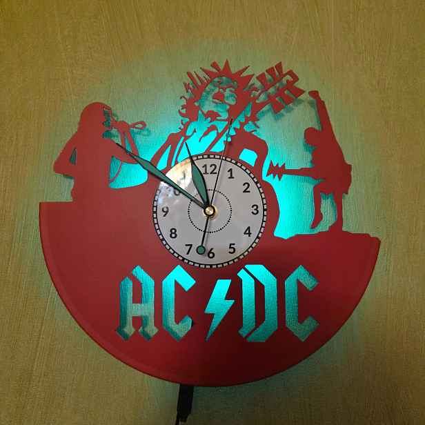 Ac DC Dárek Originální dekorace do domu Hodiny z vinylové desky
