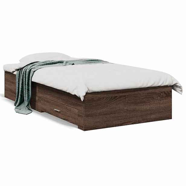 vidaXL Rám postele se zásuvkami hnědý dub 75 x 190 cm kompozitní dřevo