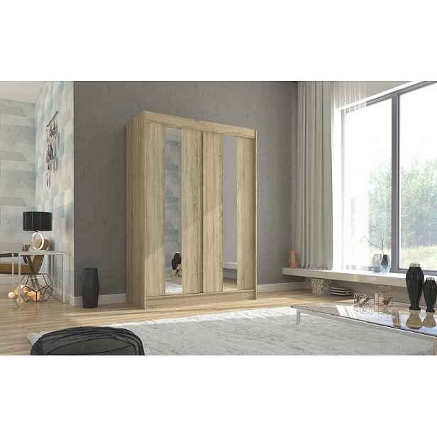 Šatní skříň se zrcadlem 150 cm DAFMIRA - dub sonoma