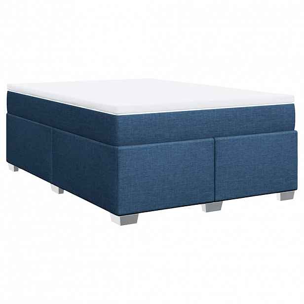 vidaXL Box spring postel s matrací modrá 140x190 cm textil