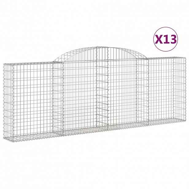 vidaXL Klenuté gabionové koše 13ks 300x30x100/120cm pozinkované železo