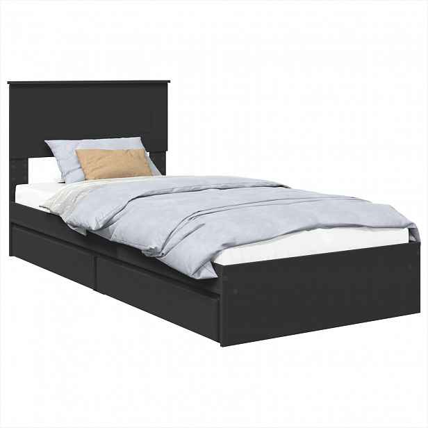 vidaXL Postel s úložným prostorem Černá 90 x 190 cm Kompozitní dřevo