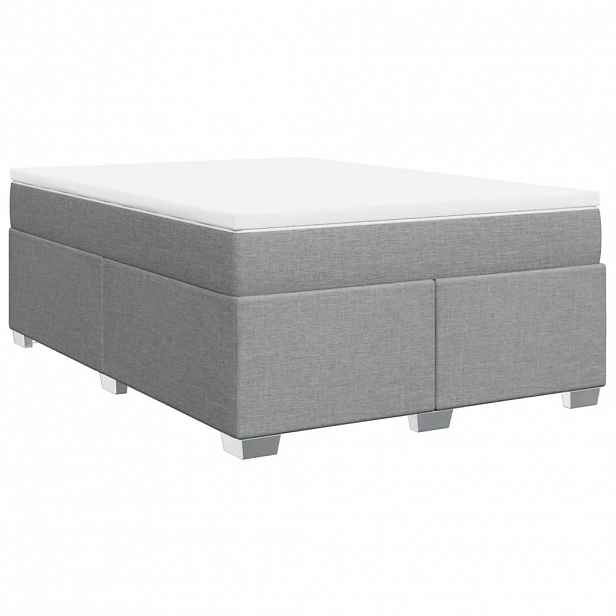 vidaXL Box spring postel s matrací světle šedá 140 x 200 cm textil