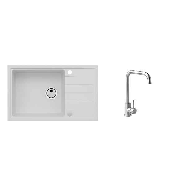 Alveus SET ALVEUS INTERMEZZO 130/11+BATERIE ANGEL obdélníkový granitový dřez 780 x 480 mm v setu s baterií