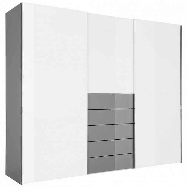Moderano SKŘÍŇ S POSOUVACÍMI DVEŘMI, šedá, bílá, 298/240/68 cm - Šatní skříně - 000531005270