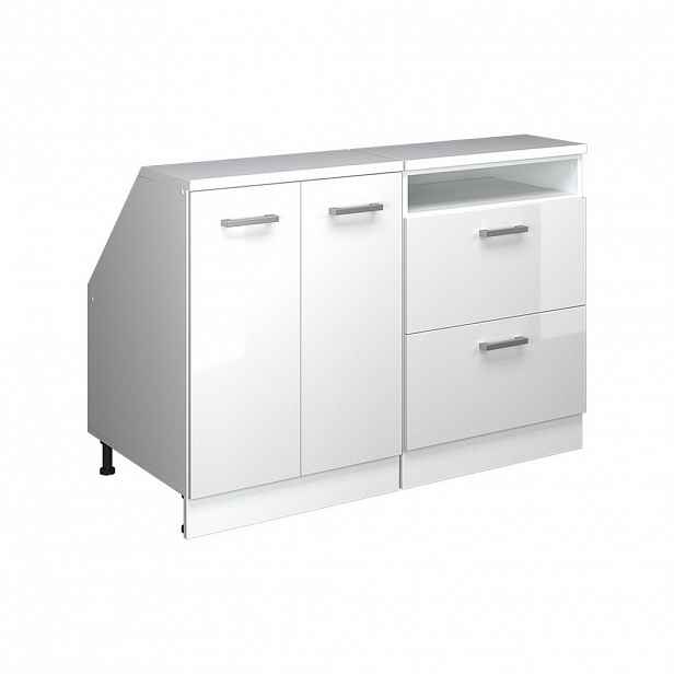 Vicco KUCHYŇSKÁ SKŘÍŇKA POD ŠIKMOU STŘECHU R-Line Bílá vysoký lesk 120 cm Sada 2 korpusů skříně hloubka 60 cm