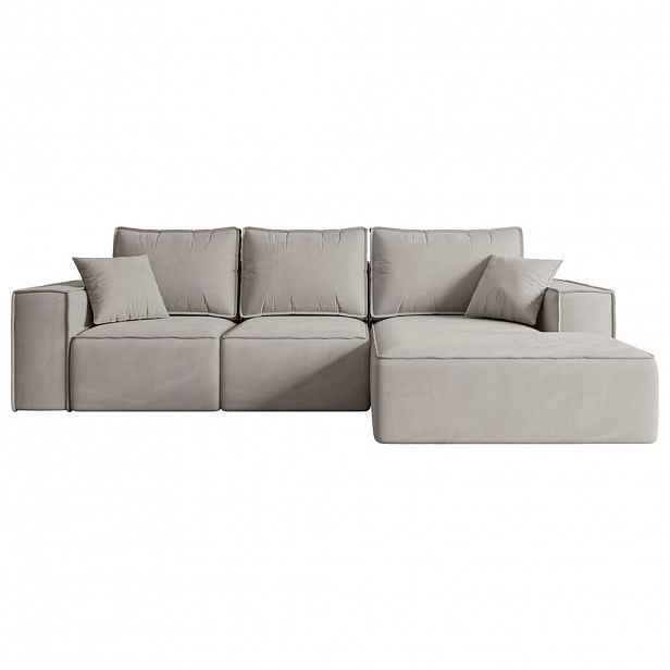 ALTDECOR ROHOVÁ SEDACÍ SOUPRAVA s funkcí lůžka a úložným prostorem SERRA-L-S – 266 x 161 x 87 cm, světle hnědá barva velur