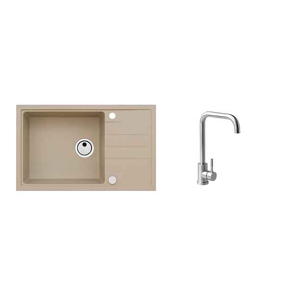 Alveus SET ALVEUS INTERMEZZO 130/55+BATERIE ANGEL obdélníkový granitový dřez 780 x 480 mm v setu s baterií