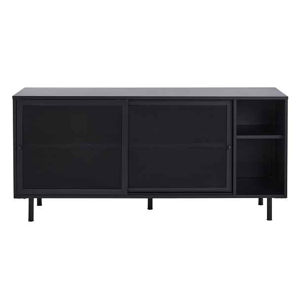 Černá kovová komoda s posuvnými dveřmi 160x75x46 cm Veep – Unique Furniture