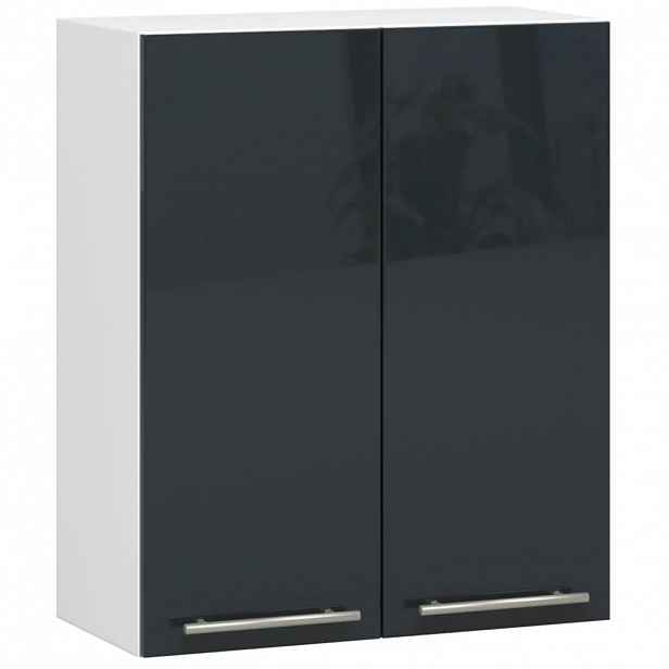 Horní kuchyňská skříňka 60 cm VERMINA - bílá / tmavě šedá lesklá