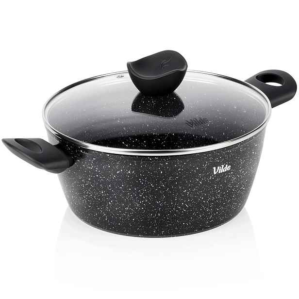 Hrnec granitový Vilde 24 cm 3,6 l se skleněnou poklicí pro indukci