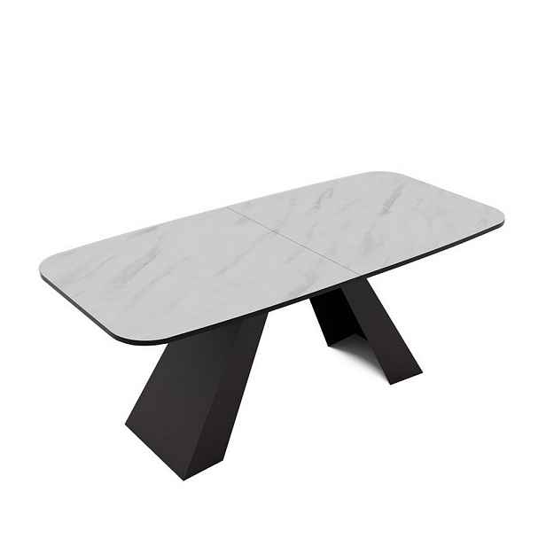 Idohome JÍDELNÍ STŮL ZENITH rozkládací 180/90/76 cm s kovovou podnoží, černý / Bianco
