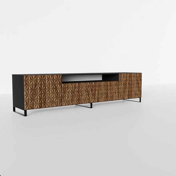 MASSENO STOJACÍ TV STOLEK ROVA, 200/41/40 cm, černý /, dekor dub