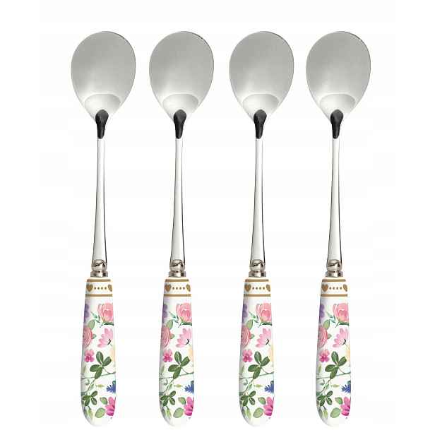 Sada 4 porcelánových lžiček s květinami Love Lžička Dárek