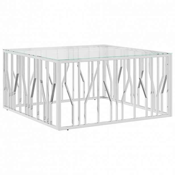 vidaXL Konferenční stolek 100 x 100 x 50 cm nerezová ocel a sklo