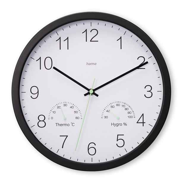 Hama Fiji, nástěnné hodiny řízené rádiovým signálem, průměr 30 cm, tichý chod, kartáčovaný hliník