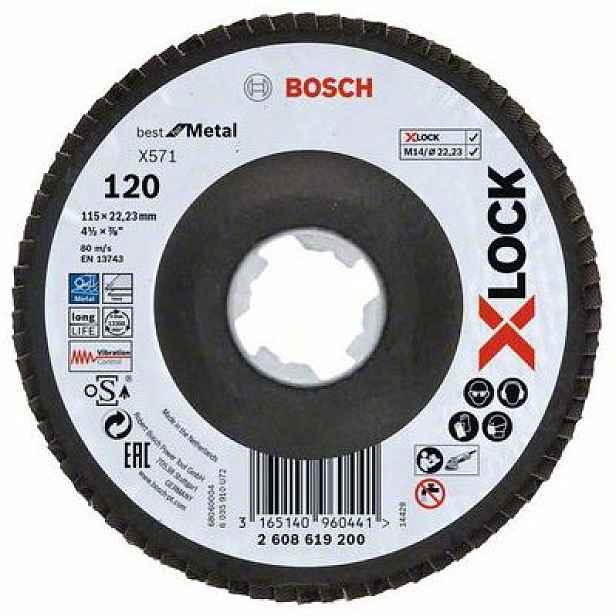 Kotouč lamel. Bosch X571 Best for Metal X-LOCK FD 115 mm 120