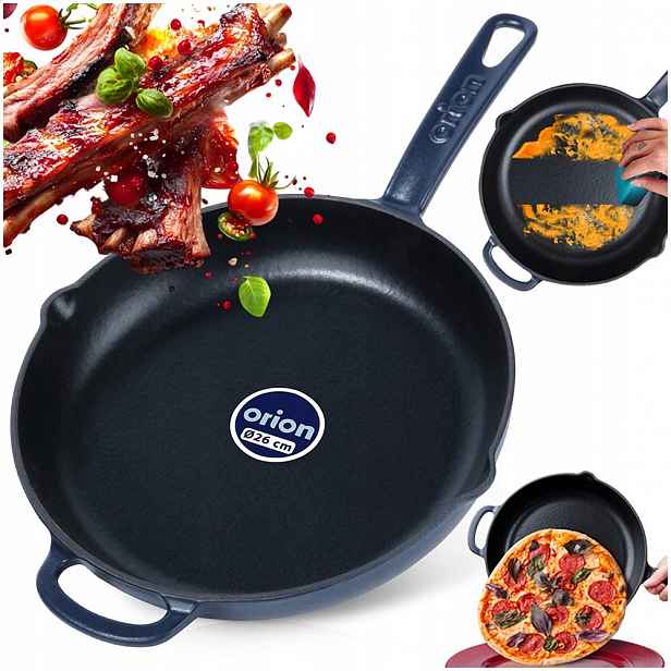 Smaltovaná Litinová pánev na plyn a indukci gril ohnisko trouby 26 cm