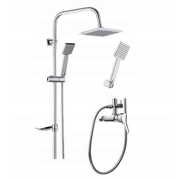 Sprchový set čtvercová nástěnná s chromovou baterií Slim Square