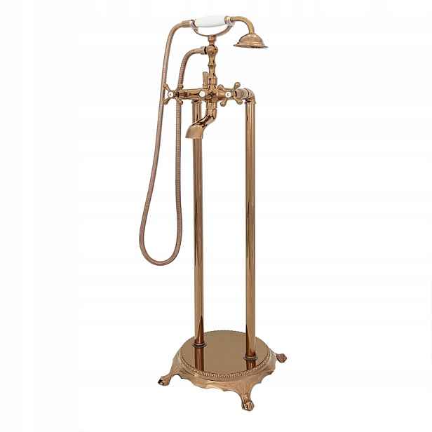 Volně stojící podlahová vanová baterie růžové zlato Copper 1