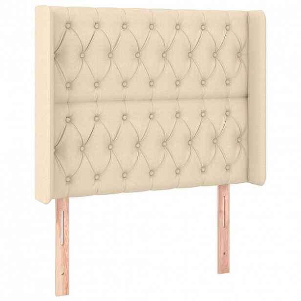 vidaXL Čelo postele typu ušák krémové 103x16x118/128 cm textil