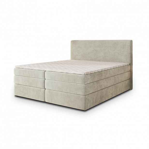 MASSENO POSTEL BOXSPRING MATERN 160x200 cm, s matrací a úložným prostorem, krémová