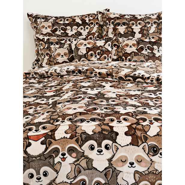 MKLuzkoviny.cz Prodloužené povlečení mikroplyš Exclusive - Mývalí invaze- 140 × 220 cm - 70 x 90 cm