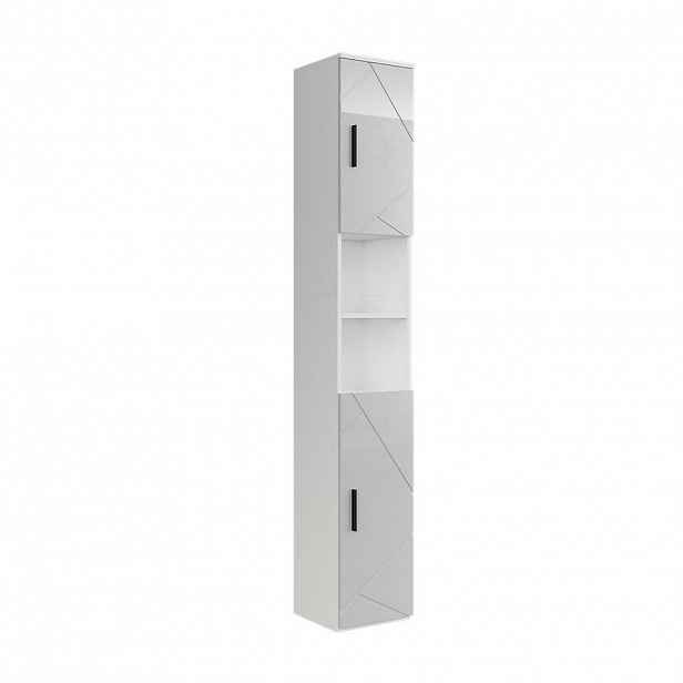 Vicco VYSOKÁ SKŘÍŇKA Irma Bílá/bílý vysoký lesk 30 x 190 cm se 2 dveřmi