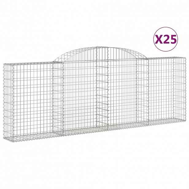 vidaXL Klenuté gabionové koše 25ks 300x30x100/120cm pozinkované železo