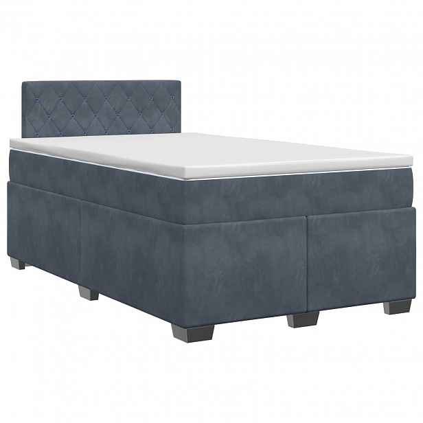vidaXL Postel boxspring s matrací s čelo Tmavě šedá 120 x 190 cm Samet