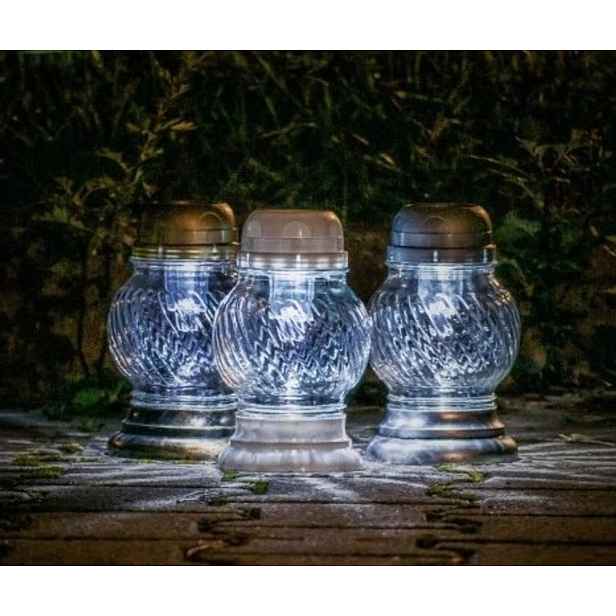 lampa hřbit. 15cm, s víčkem, solární, mix barev