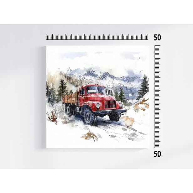 Obraz Na Plátně Plátno Nákladní Auto Tatra Silnice Hory Zima 50x50