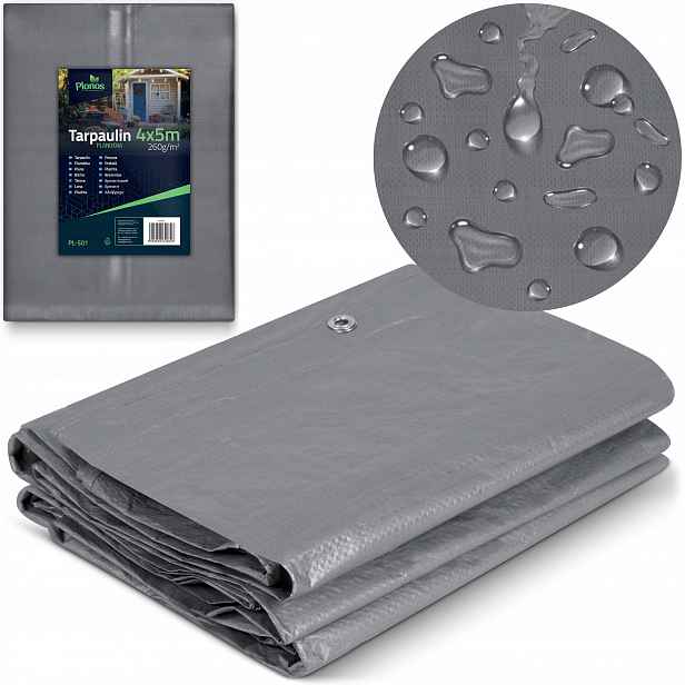 Plonos PL-501 Krycí plachta Hdpe 400 x 500 cm 260 g/m², šedá
