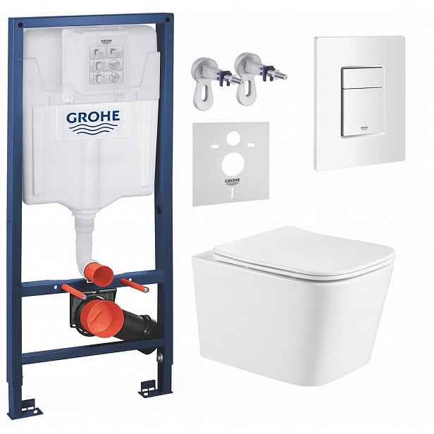Podomítkový Wc set Grohe s mísou Alba tlačítko Bílá